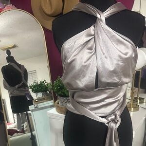 Elegant Silver Crop Top
